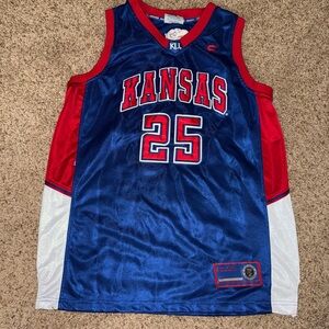 Kansas KU Jayhawks Blue and Red Basketball Jersey #25